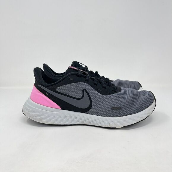 Nike Revolution 5 Black Pink Athletic Comfort Shoes BQ6715-004 Women's Size 8.5 - Picture 1 of 10
